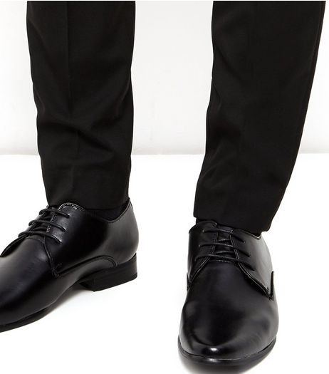 Black Pointed Lace Up Shoes | New Look
