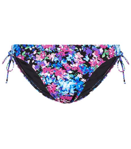 Blue Floral Tie Side Bikini Bottoms | New Look