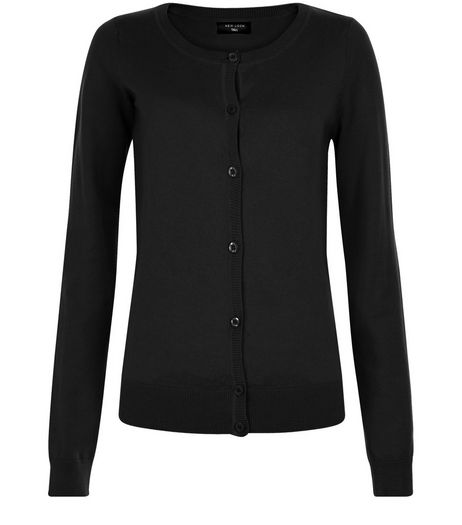 Tall Black Basic Crew Neck Cardigan | New Look