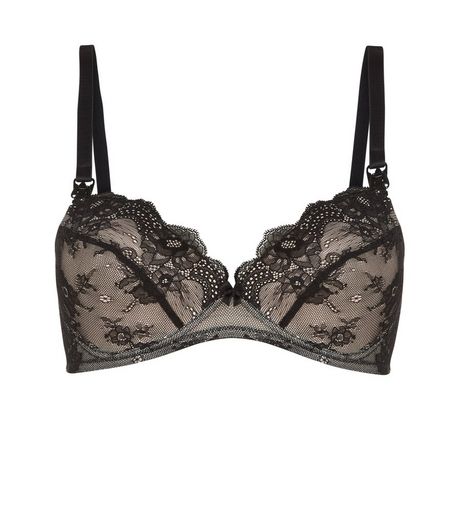 Maternity Black Lace Nursing Padded Bra | New Look