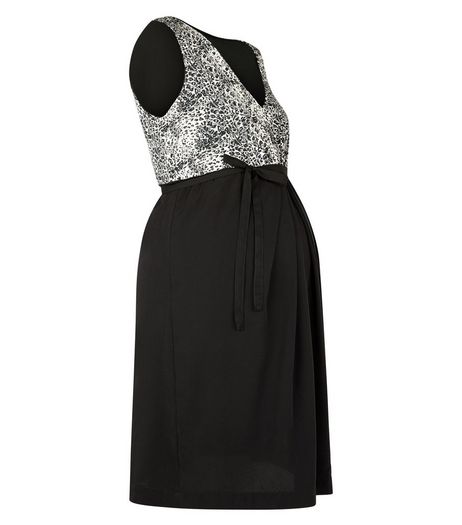 Mamalicious Black Animal Print Contrast Dress | New Look