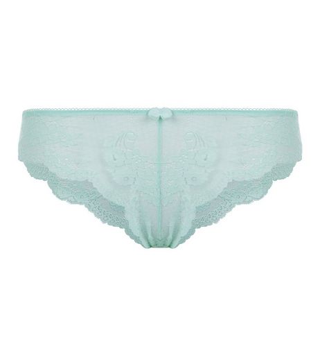 Mint Green Geo Lace Brazilian Briefs | New Look