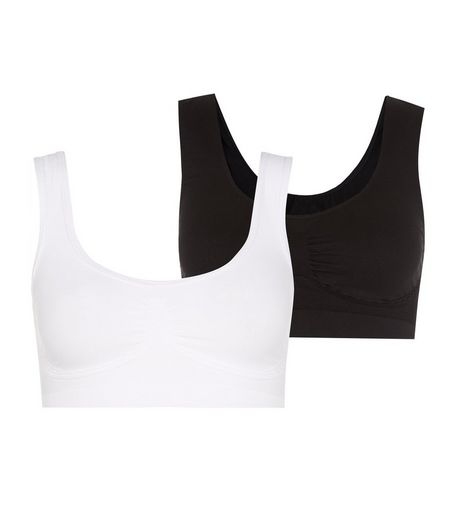 Maternity 2 Pack Black and White Seamless Bras | New Look