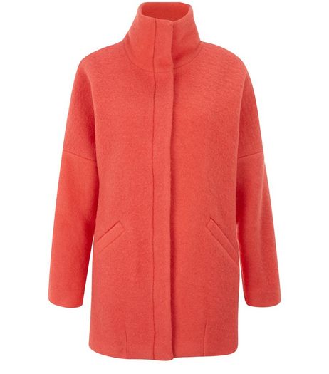 Coral Wool Mix Funnel Neck Coat | New Look