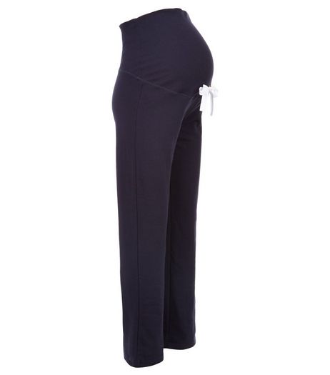 Maternity Navy Overbump Wide Leg Joggers | New Look