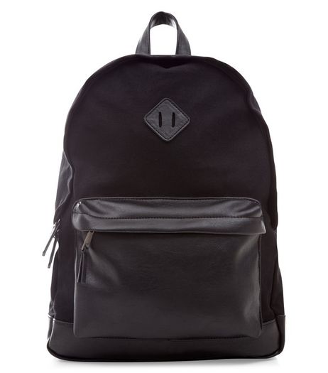 Black Leather-Look Pocket Backpack | New Look