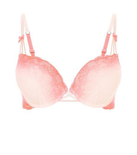 Pink Dip Dye Lace Push Up Bra | New Look