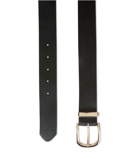 Black Premium Leather Jeans Belt | New Look