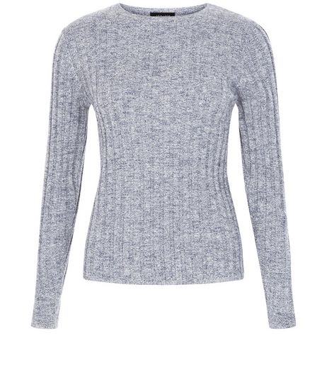 Blue Long Sleeve Wide Ribbed Top | New Look