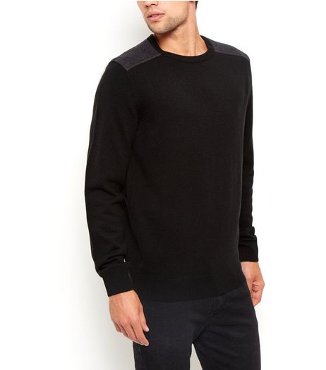 Black Shoulder Patch Jumper | New Look