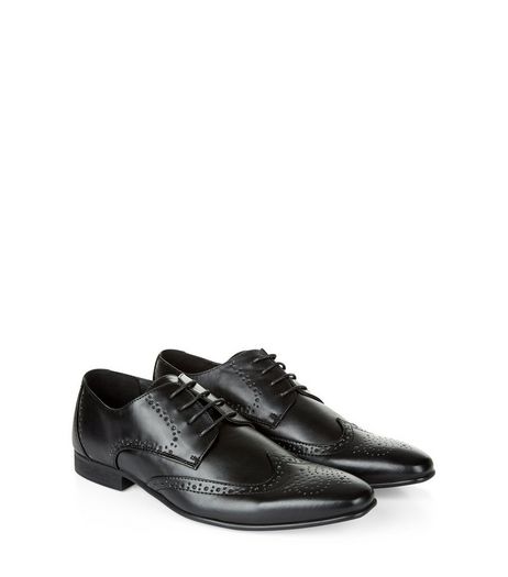 Black Lace Up Charlie Brogues | New Look