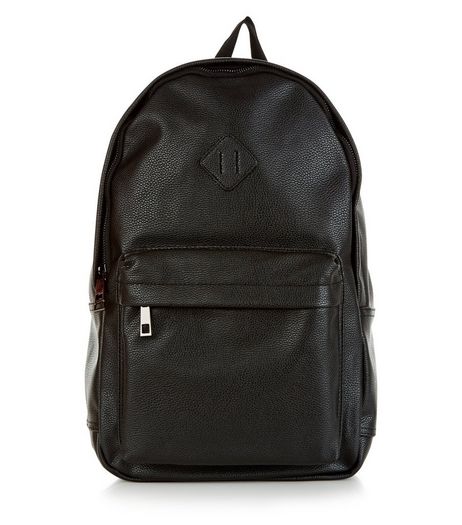 Black Leather-Look Backpack | New Look