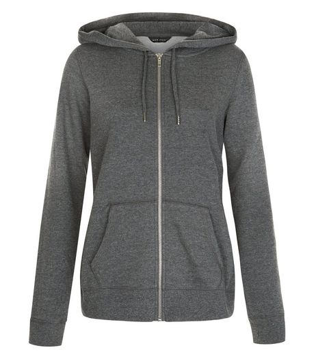Dark Grey Basic Zip Up Hoodie | New Look
