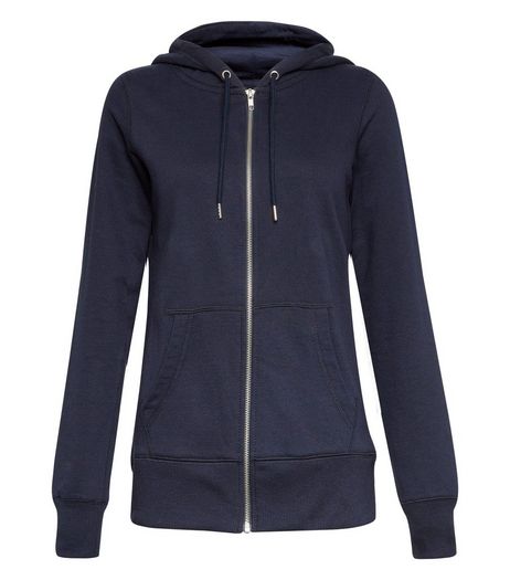 Navy Basic Zip Up Hoodie | New Look