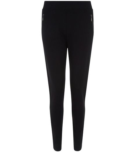 Black Double Zip Side Leggings | New Look