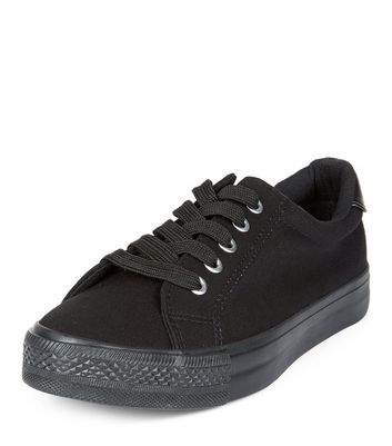 black lace up plimsolls womens