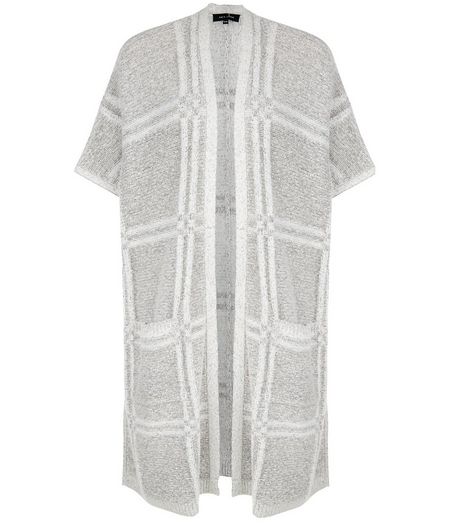 Grey Check Coatigan | New Look