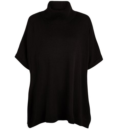 Black Roll Neck Short Sleeve Jumper | New Look