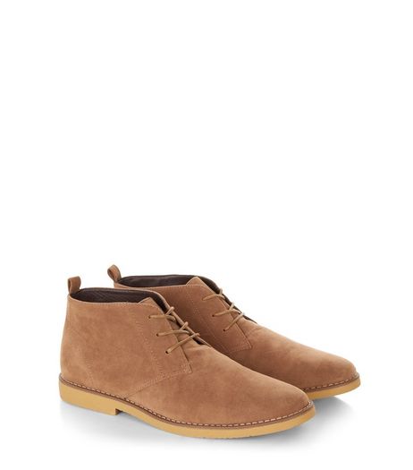 Stone Suedette Desert Boots | New Look
