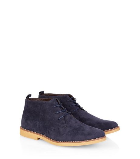 Navy Suedette Desert Boots | New Look