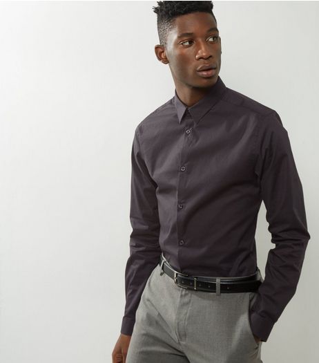 Black Stretch Super Slim Fit Long Sleeve Shirt | New Look