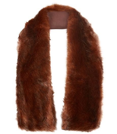 Chestnut Brown Faux Fur Loop Through Scarf | New Look