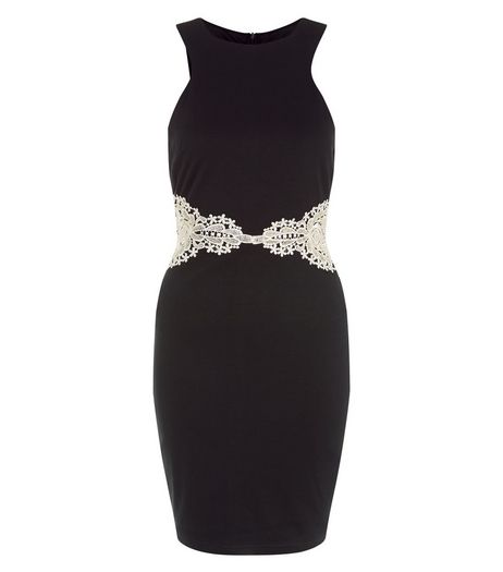 AX Paris Black Crochet Panel Bodycon Dress | New Look
