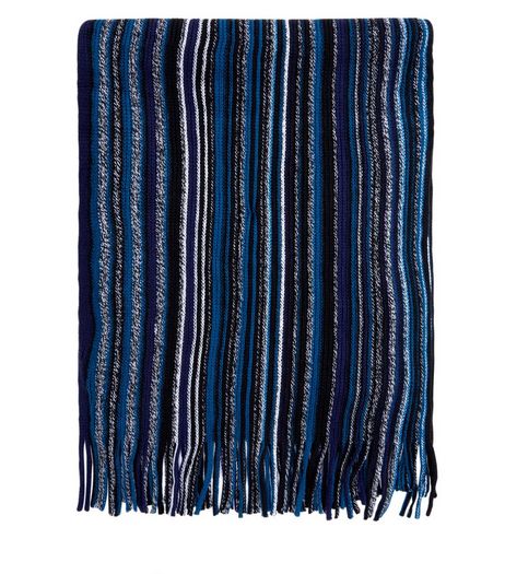 Blue Striped Scarf | New Look