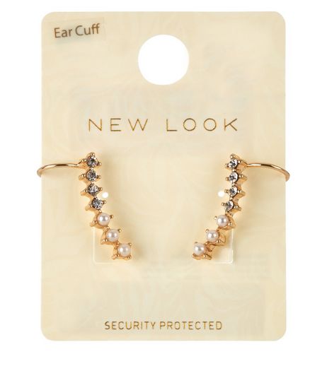 2 Pack Gold Pearl and Stone Ear Cuffs | New Look