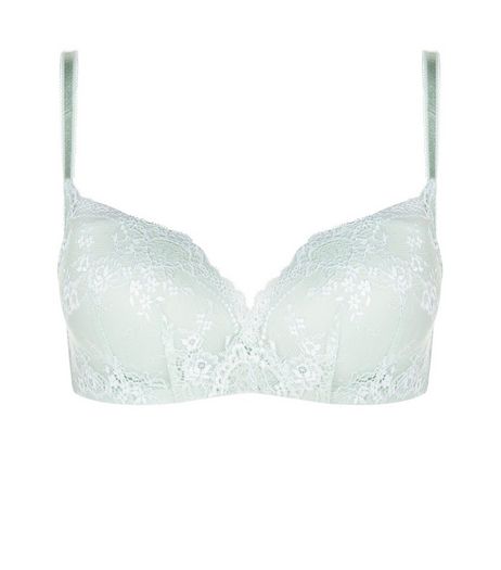 Light Green Lace Push Up Bra | New Look
