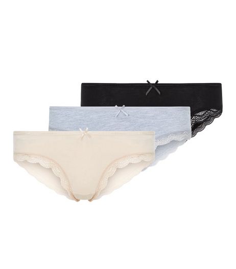 Maternity 3 Pack Under Bump Black Grey and Nude Briefs | New Look