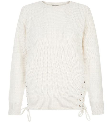 Cream Lace Up Side Jumper | New Look
