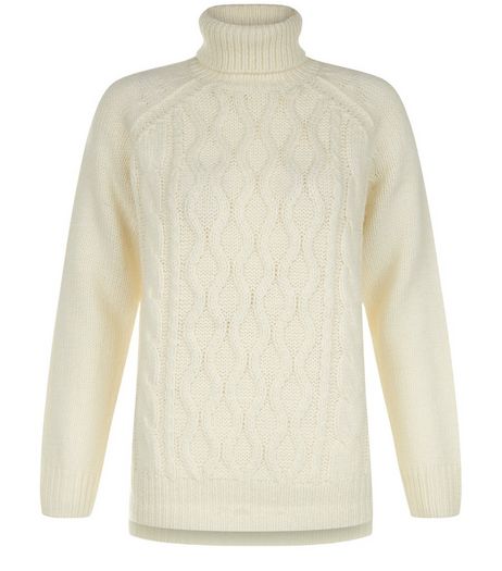 Teens Cream Cable Knit Turtle Neck Jumper | New Look