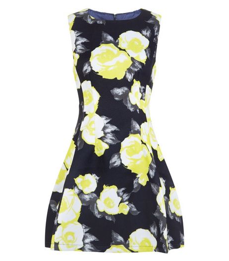 AX Paris Navy Floral Print Skater Dress | New Look