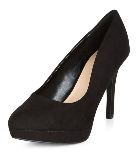 Wide Fit Black Platform Court Shoes | New Look