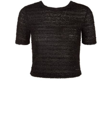 Teens Black Short Sleeve Tinsel Jumper | New Look