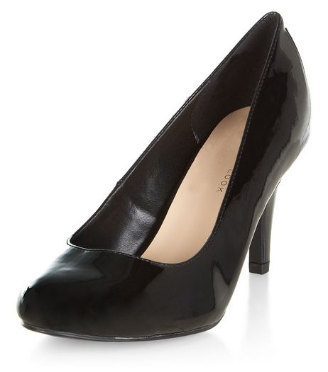 Wide Fit Black Patent Court Heels | New Look