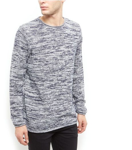 Blue Space Dye Long Sleeve Jumper | New Look