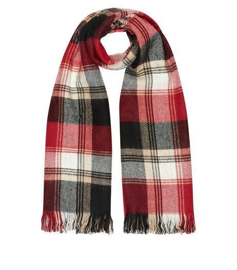 Red and Camel Check Scarf | New Look