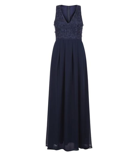 AX Paris Navy Lace Panel Maxi Dress | New Look