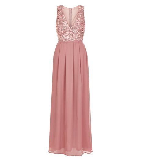 AX Paris Mid Pink Lace Panel Maxi Dress | New Look