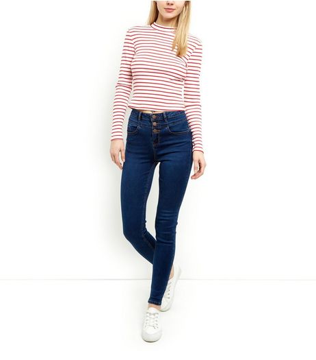 Dark Blue High Waist Super Skinny Jeans | New Look