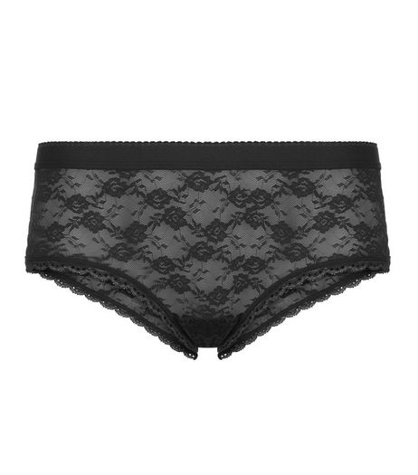 Black Floral Lace Short Briefs | New Look