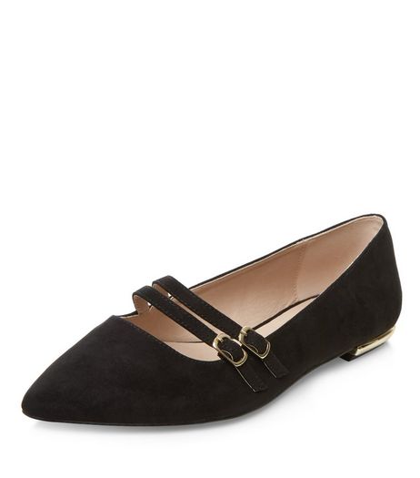Wide Fit Double Strap Pointed Pumps | New Look