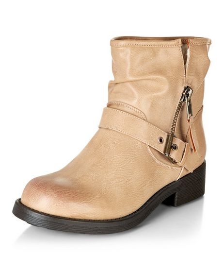 Light Brown Shearling Lined Buckle Strap Ankle Boots | New Look