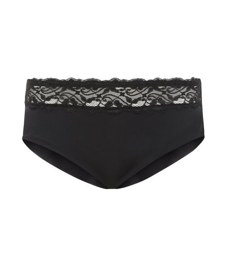 Curves Black Lace Trim No VPL Brief | New Look