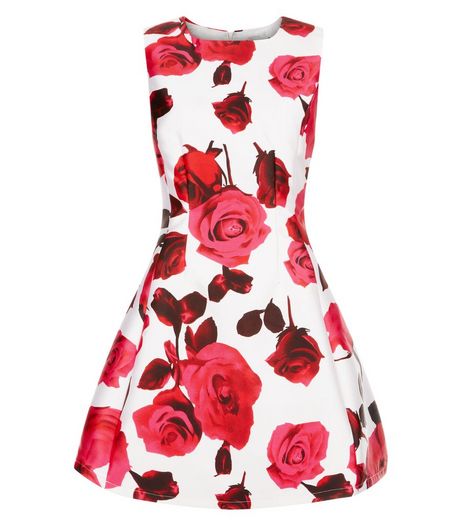 AX Paris Cream Floral Print Skater Dress | New Look