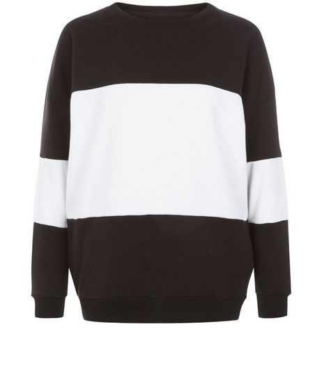 Black Colour Block Sweater | New Look