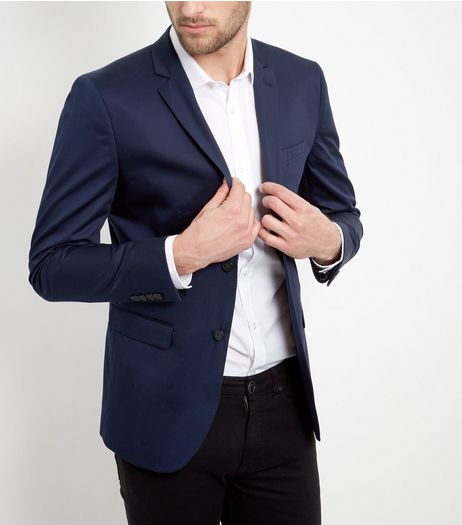 Navy Sateen Blazer | New Look