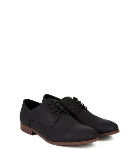 Black Faux Nubuck Derby Shoes | New Look